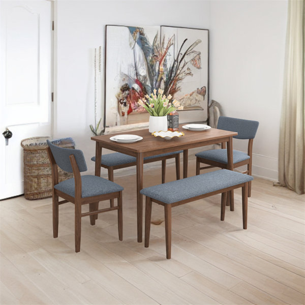 Corrigan Studio® Arlie 5PCS Modern Dining Table Set With 2 Benches And